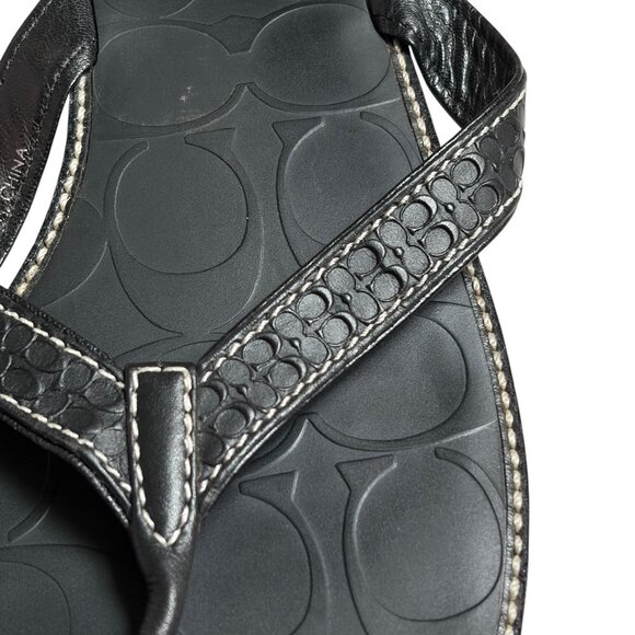 Coach Debbie Signature Embossed Flat Thong Flip-Flop Sandals (Black) - Size 9 - Picture 2 of 12